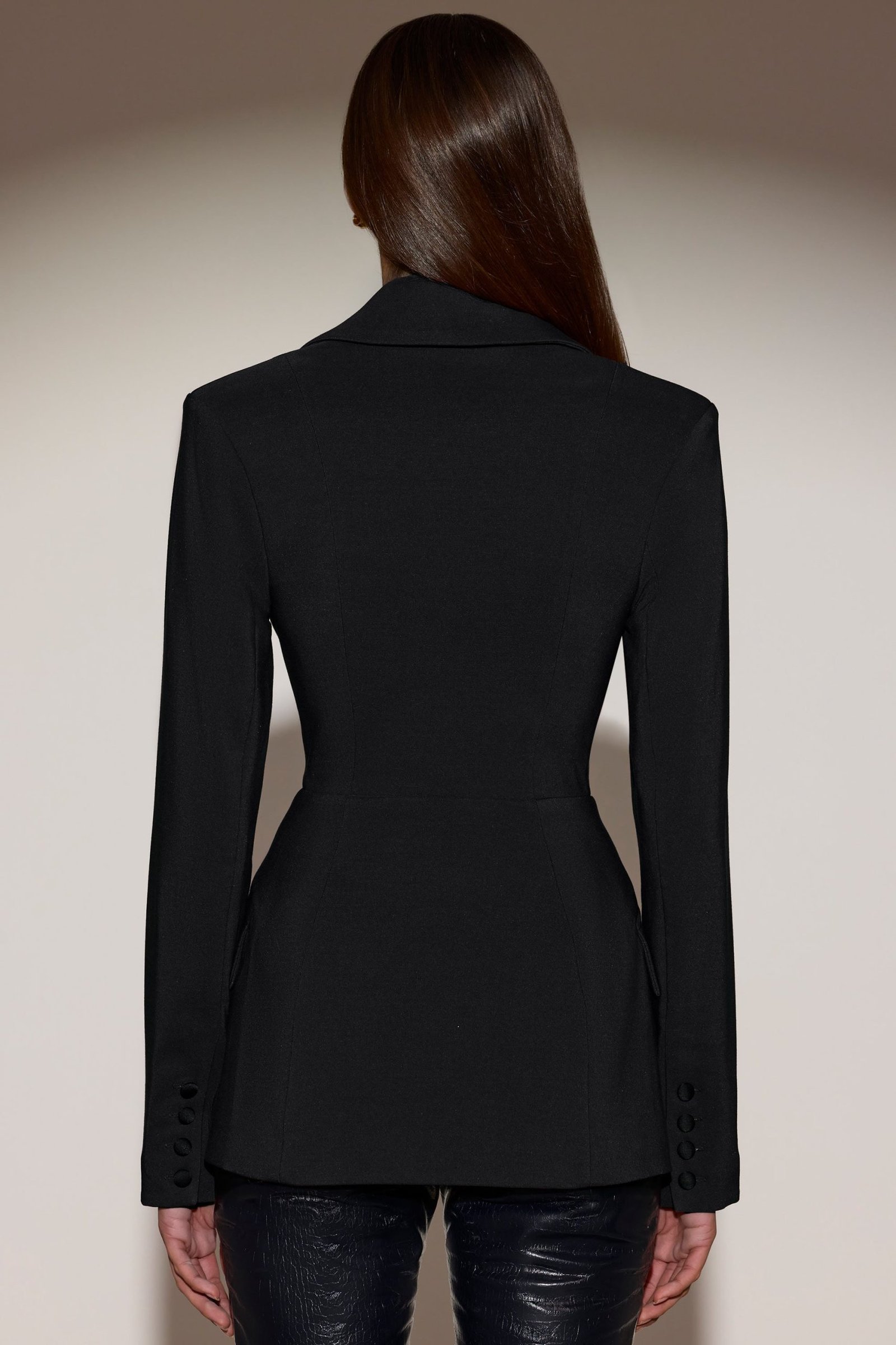Structured Double-Breasted Blazer in Black - Image 3