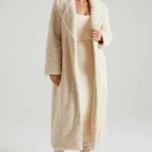 Long Shearling Coat in Cream