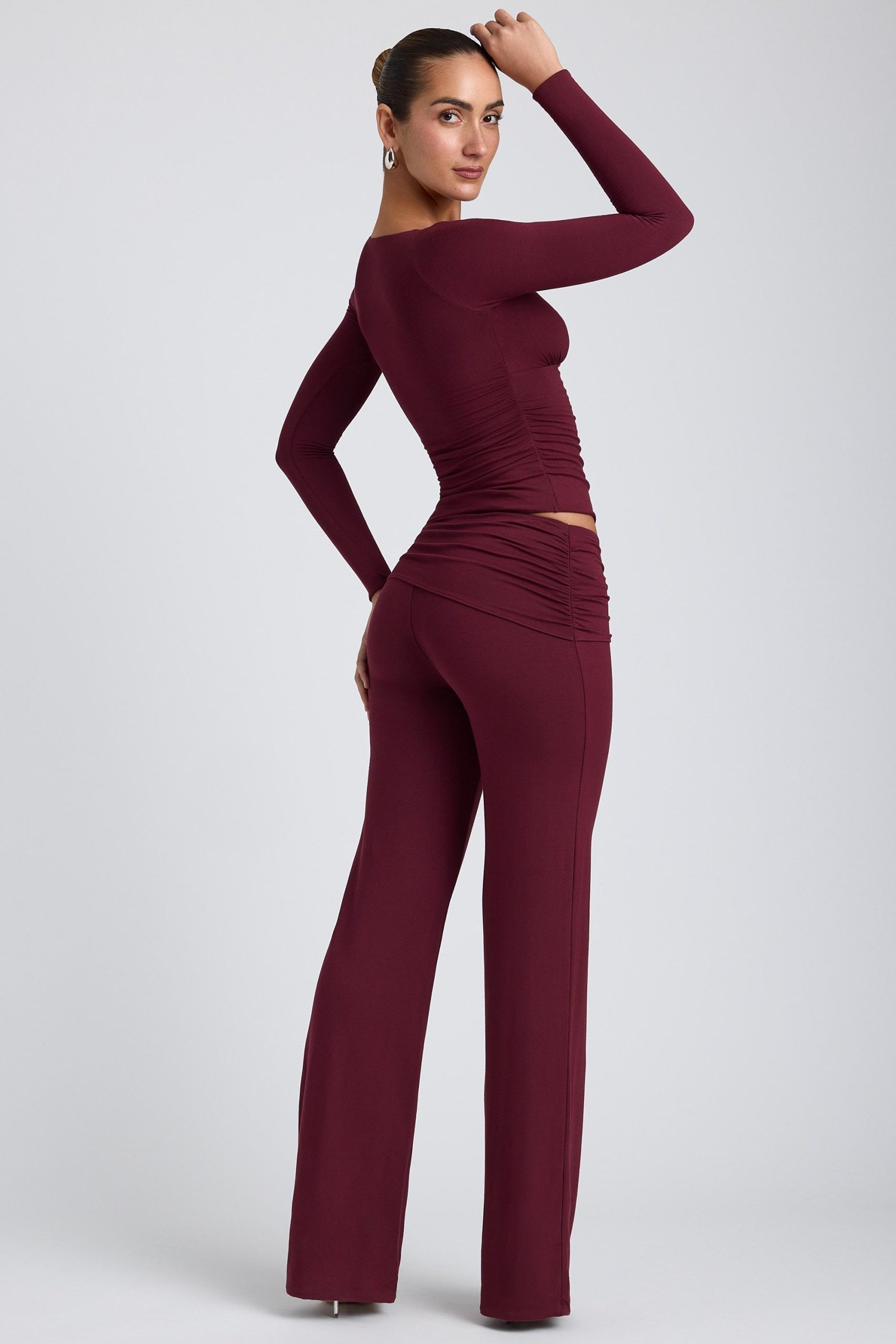 Mid-Rise Straight-Leg Trousers in Plum - Image 6