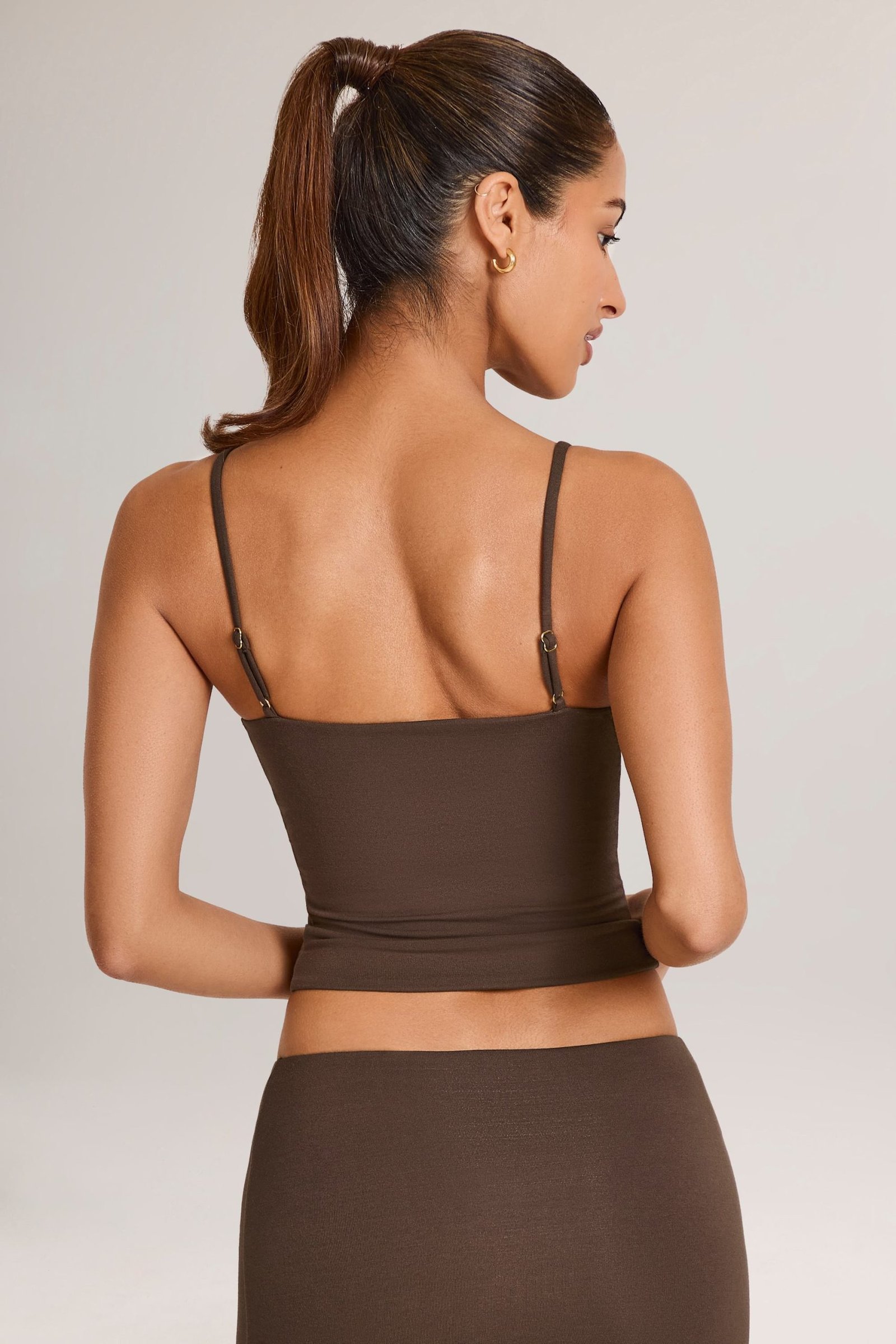 Modal Scoop-Neck Tank Top in Chocolate Brown - Image 2