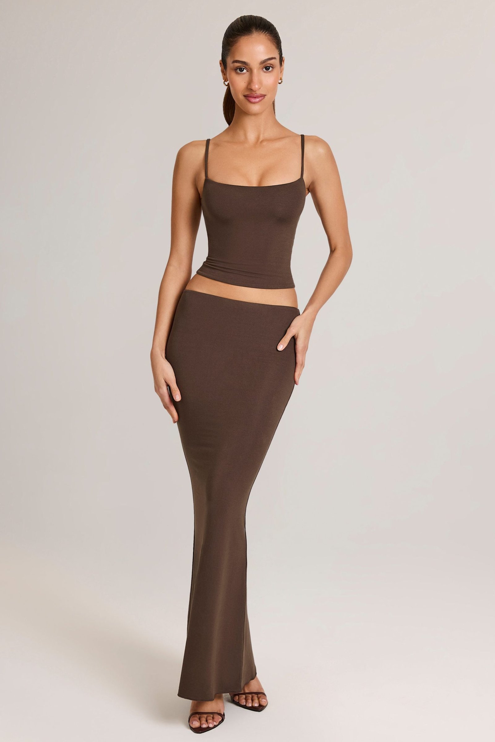 Modal Scoop-Neck Tank Top in Chocolate Brown - Image 7