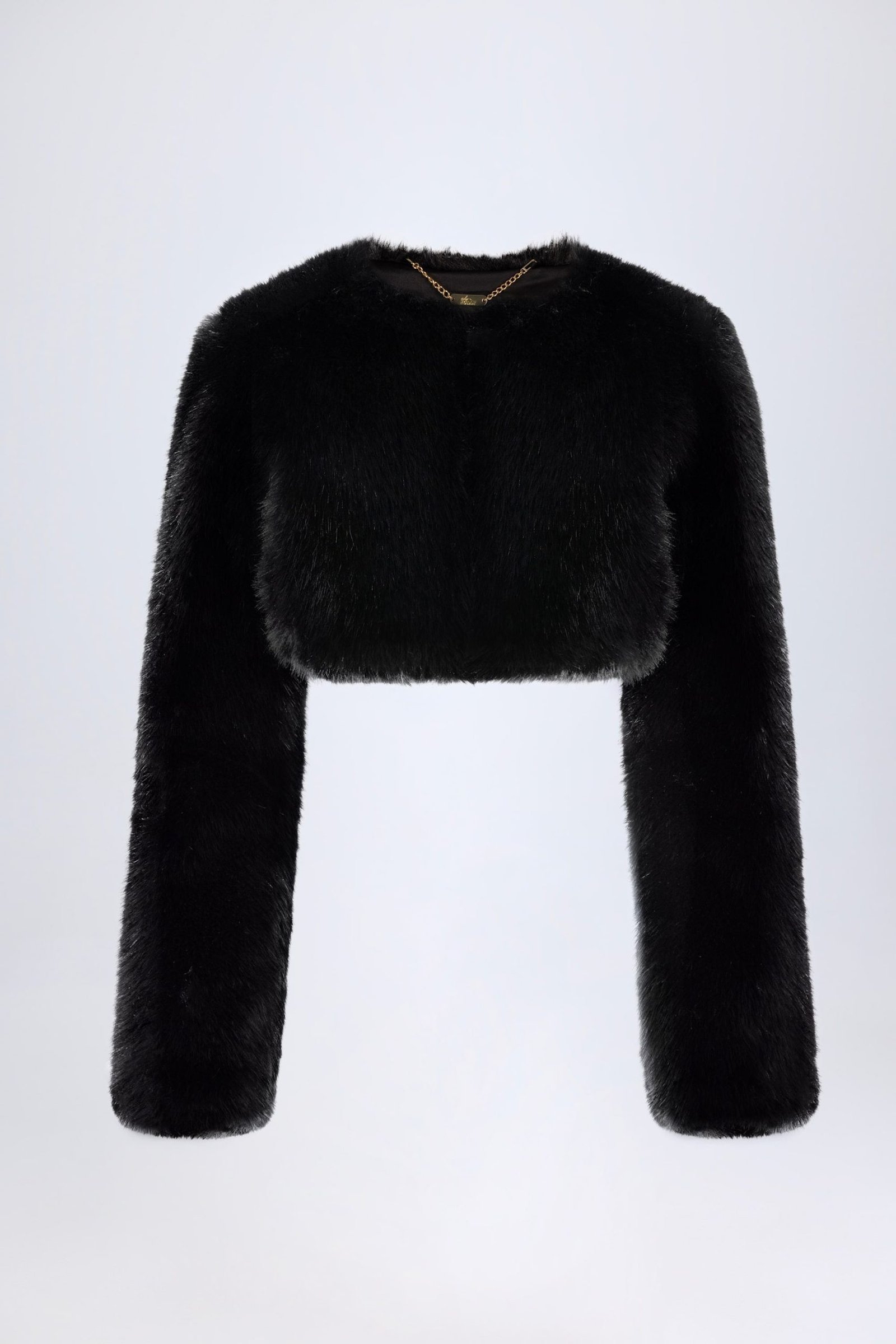 Faux Fur Cropped Bolero in Black - Image 2