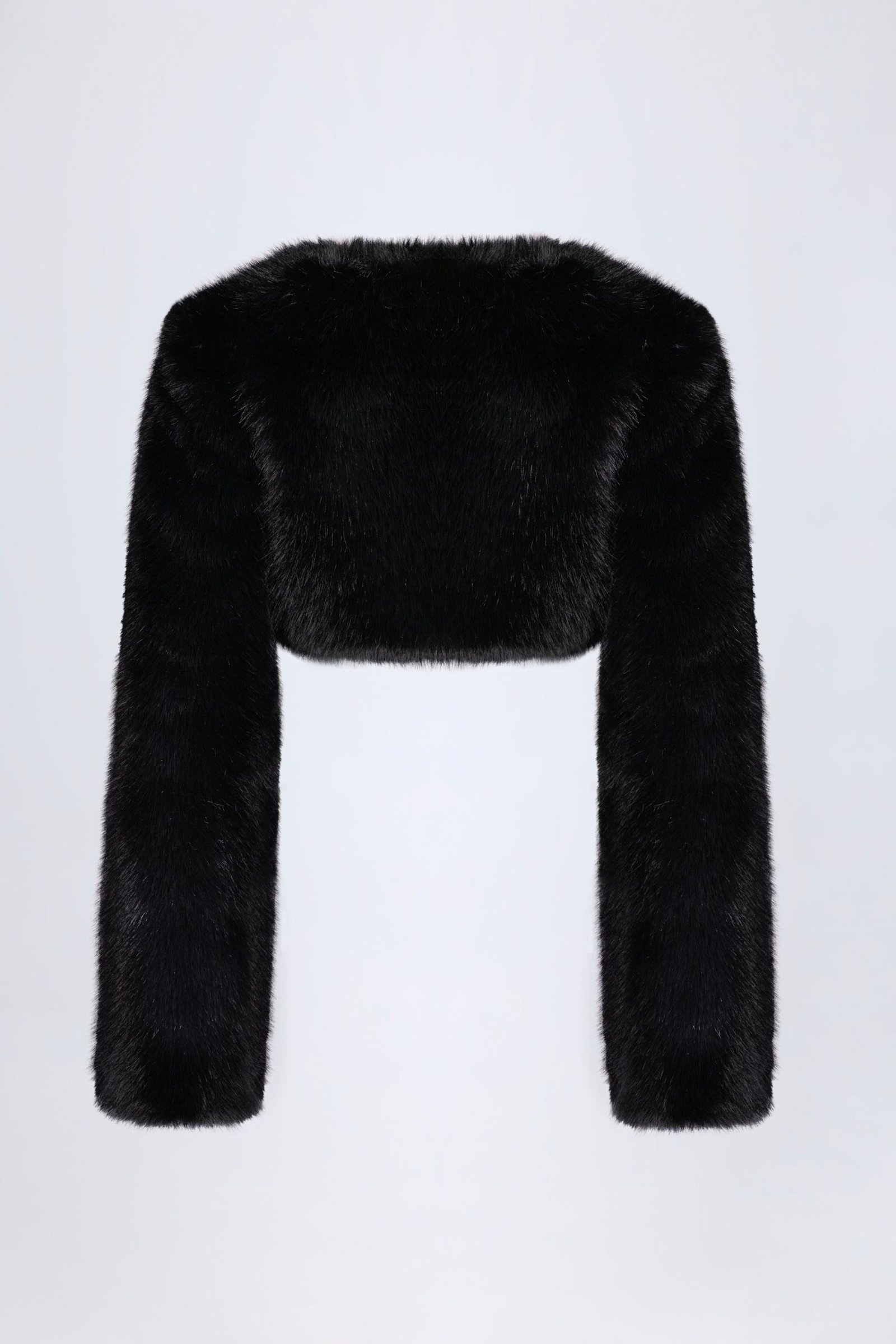 Faux Fur Cropped Bolero in Black - Image 4