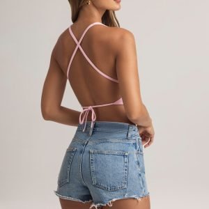 Modal Cross-Back Tank Top in Pastel Pink