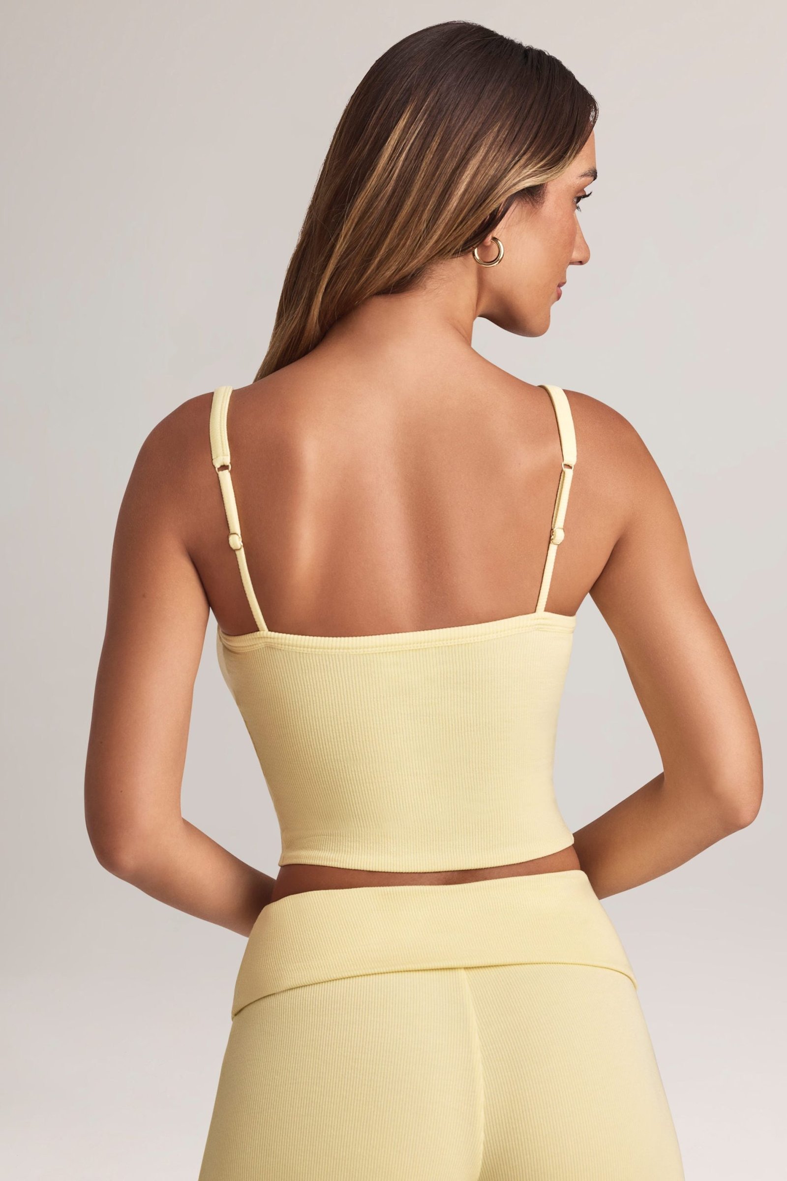 Modal Square-Neck Camisole Top in Lemon Sherbet - Image 2