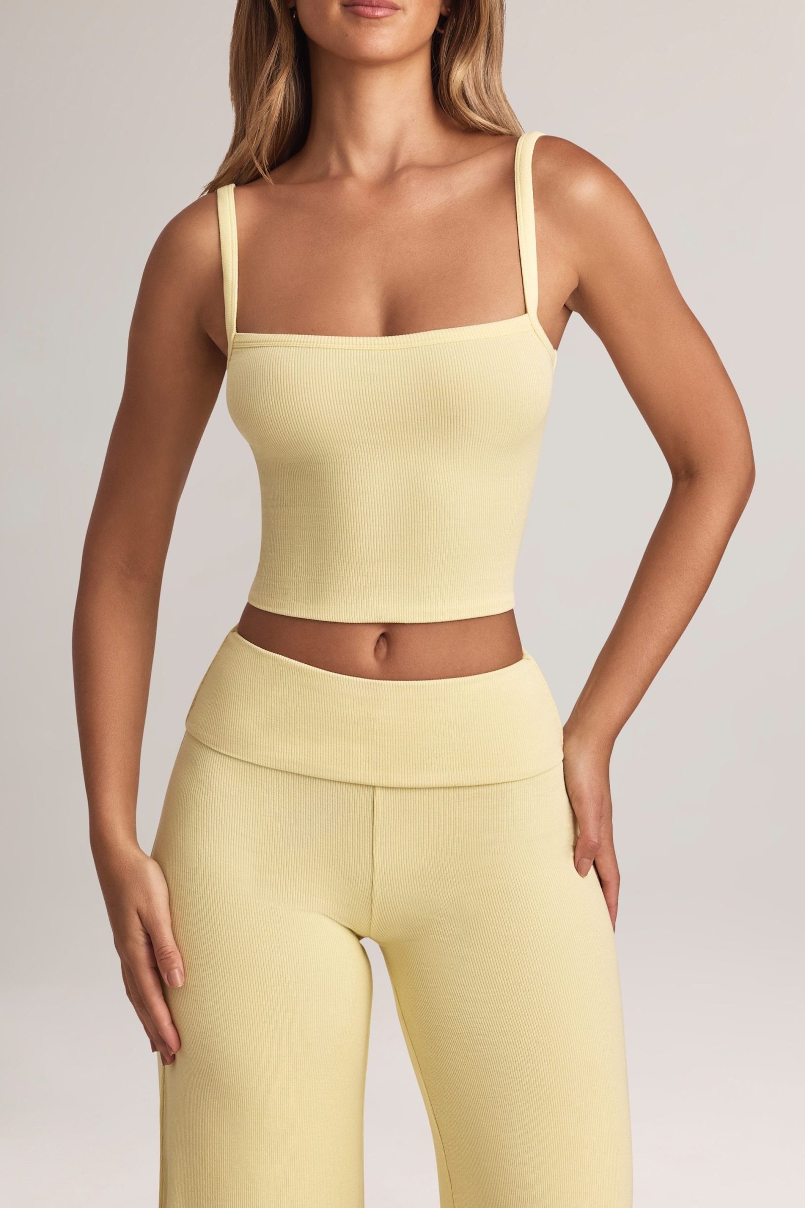 Modal Square-Neck Camisole Top in Lemon Sherbet - Image 4