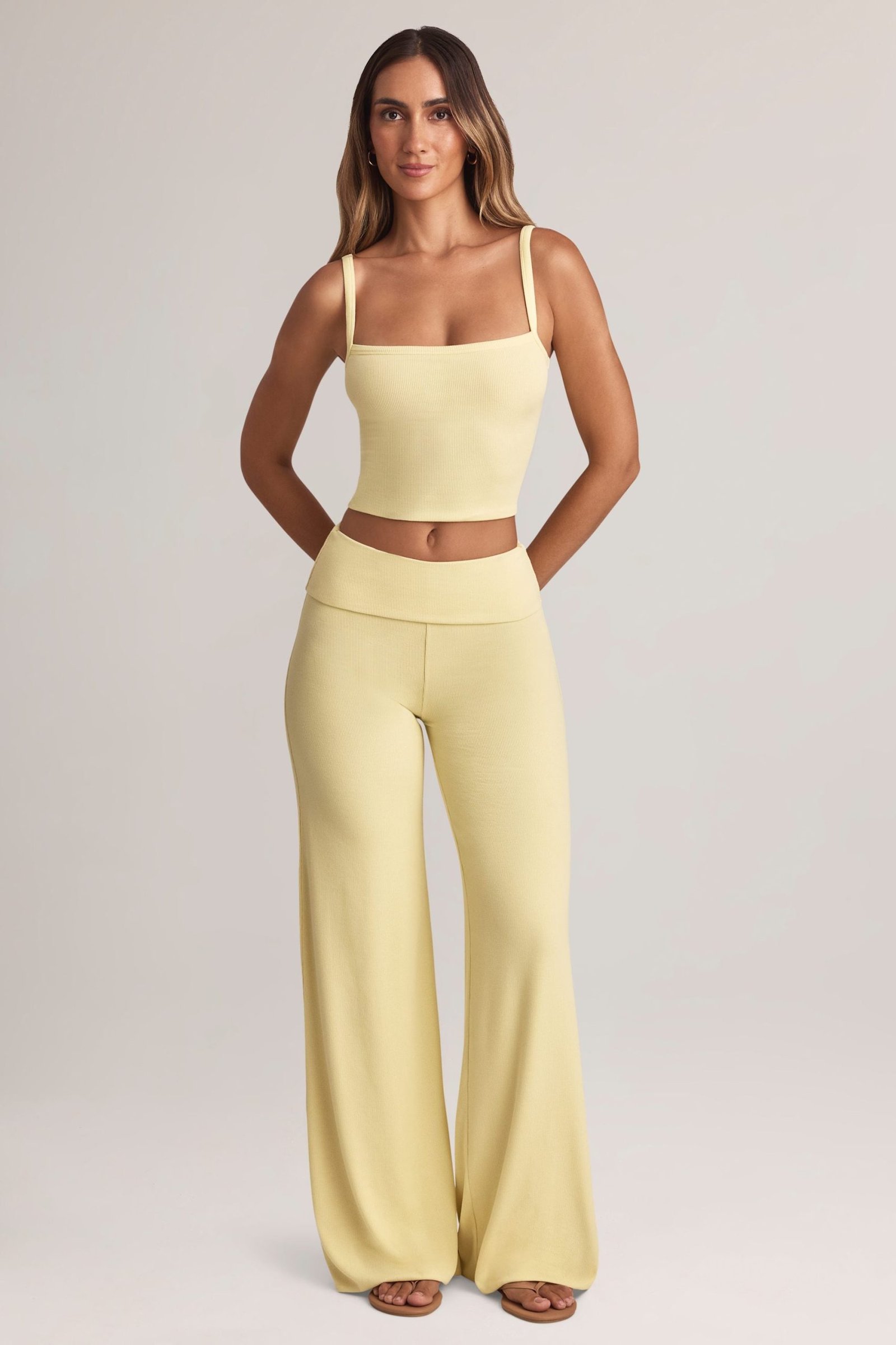 Modal Square-Neck Camisole Top in Lemon Sherbet - Image 6
