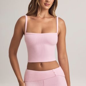 Modal Square-Neck Camisole Top in Pastel Pink
