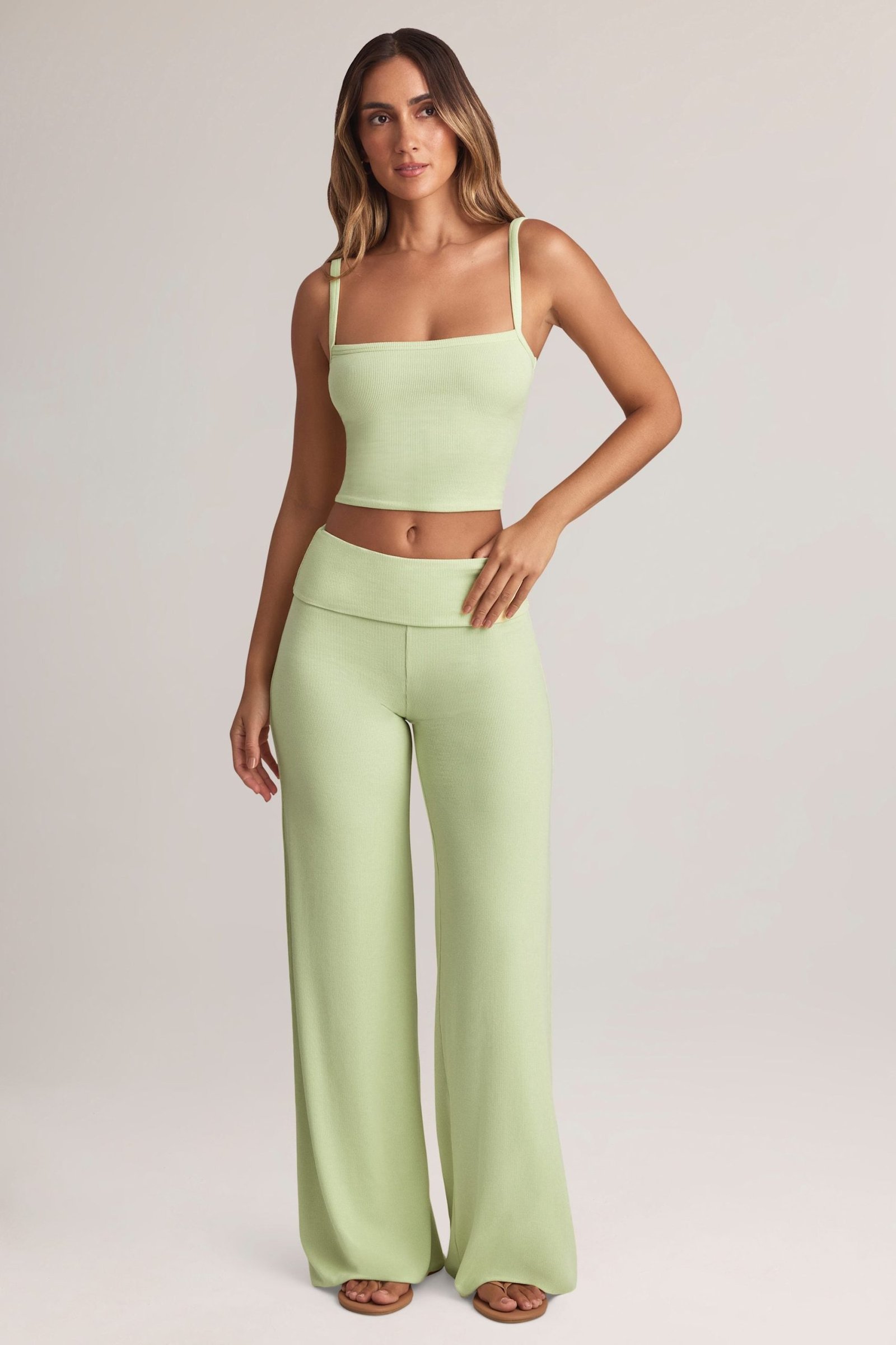 Modal Square-Neck Camisole Top in Sage Green - Image 6