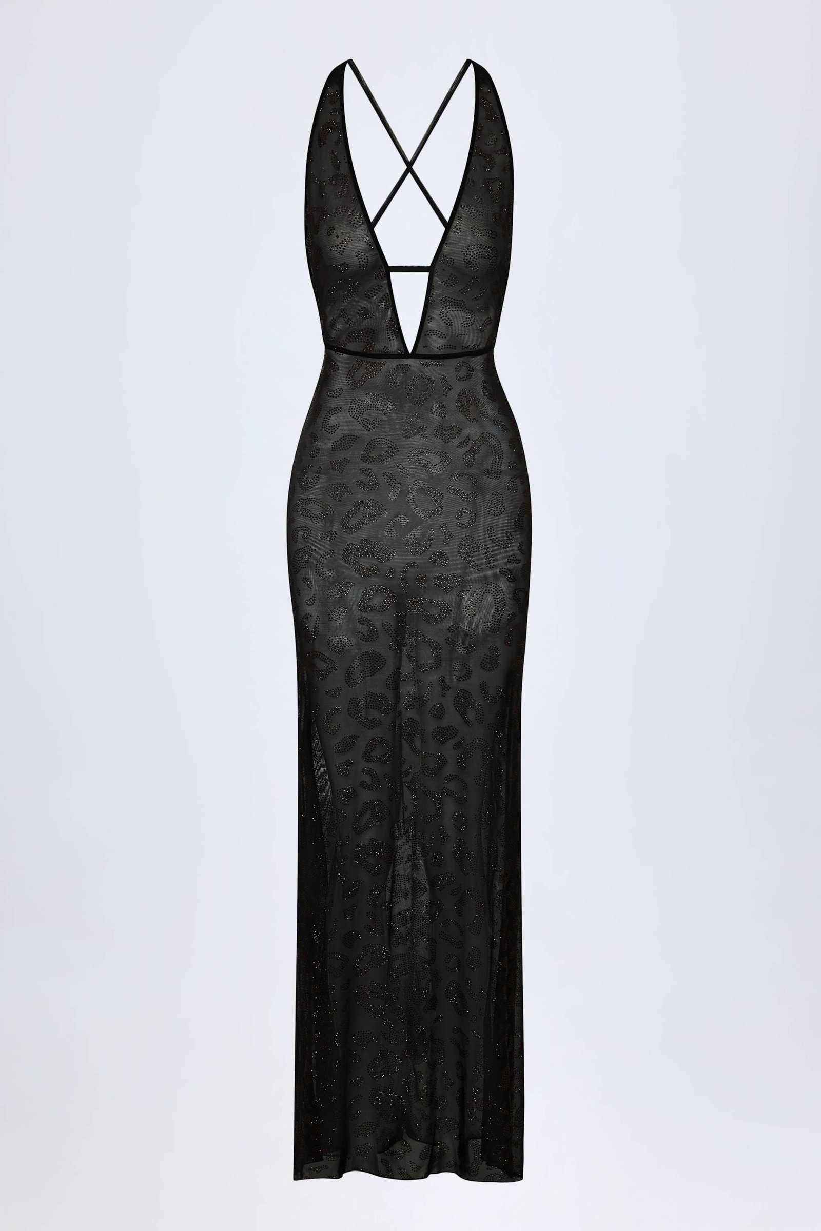 Embellished Backless Maxi Dress in Black - Image 3