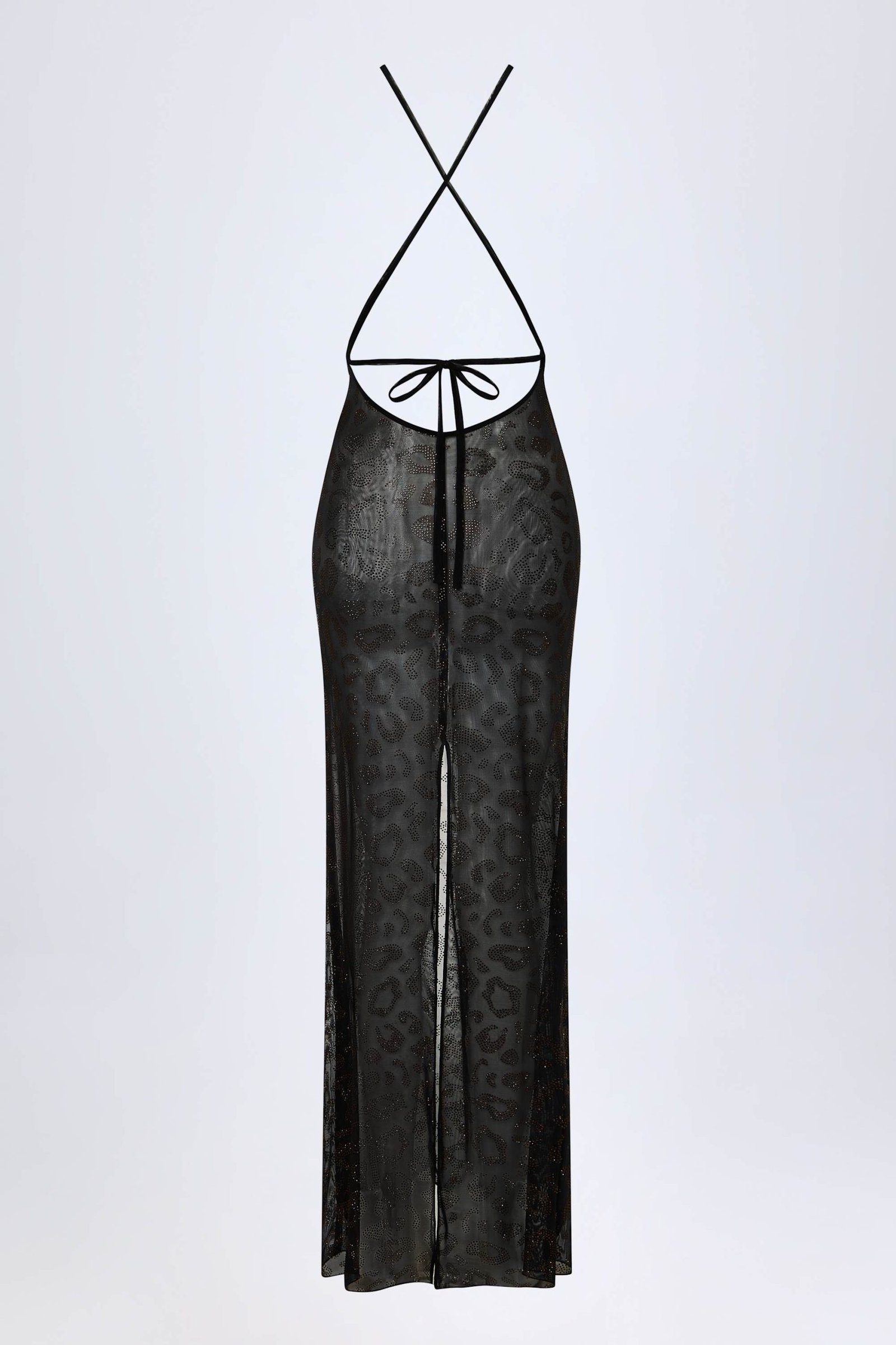 Embellished Backless Maxi Dress in Black - Image 4