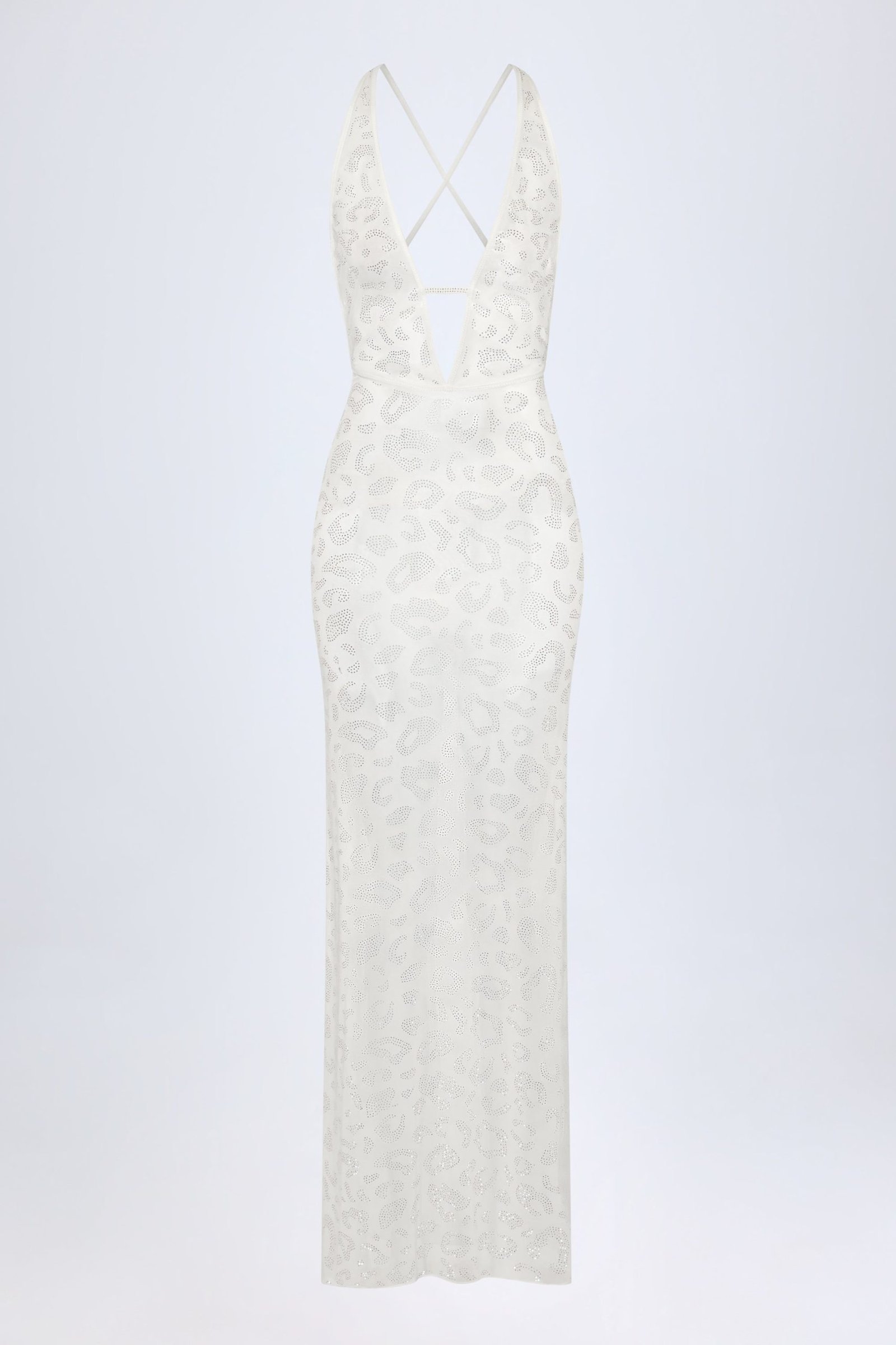 Embellished Backless Maxi Dress in White - Image 3