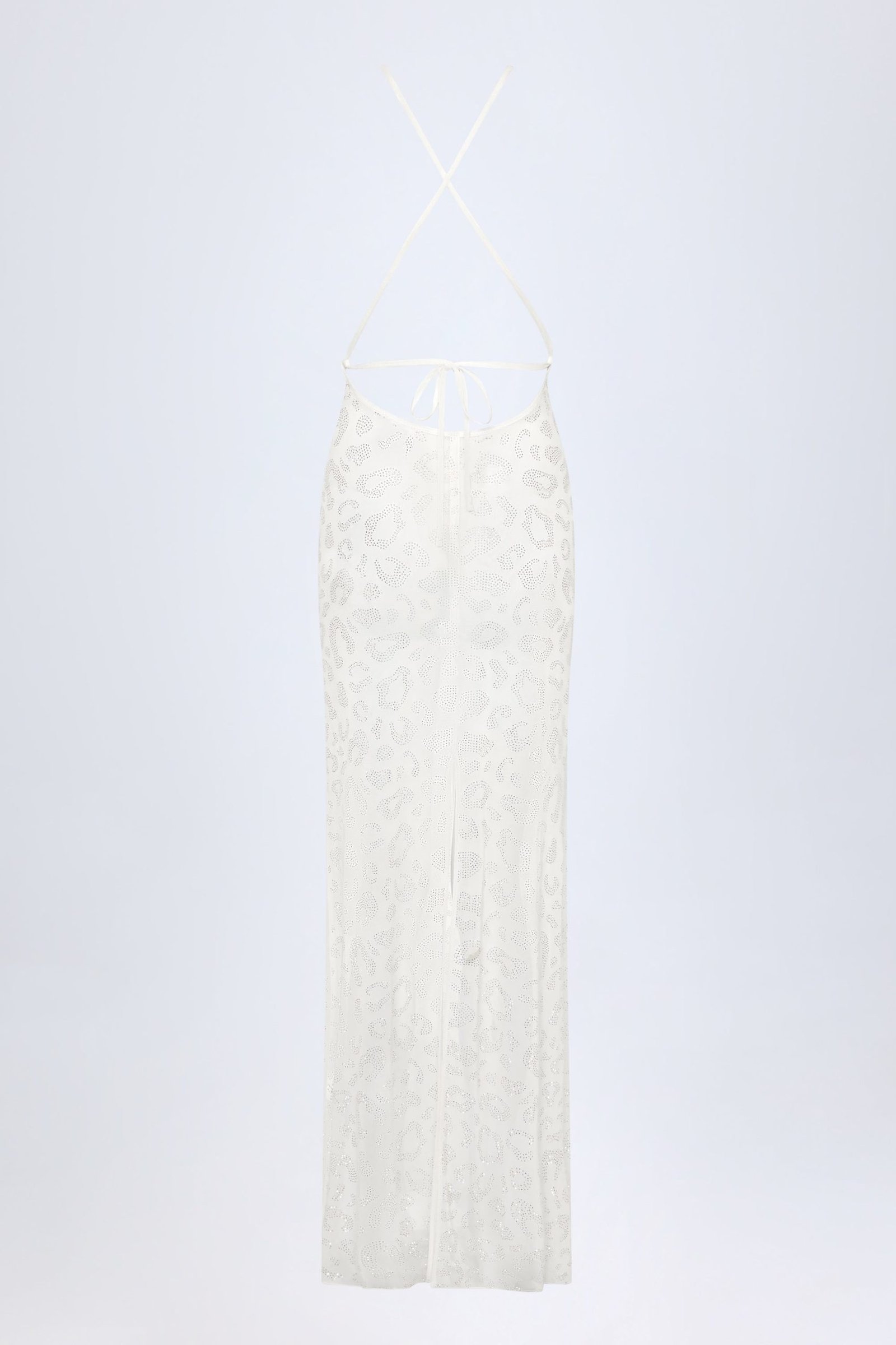 Embellished Backless Maxi Dress in White - Image 4