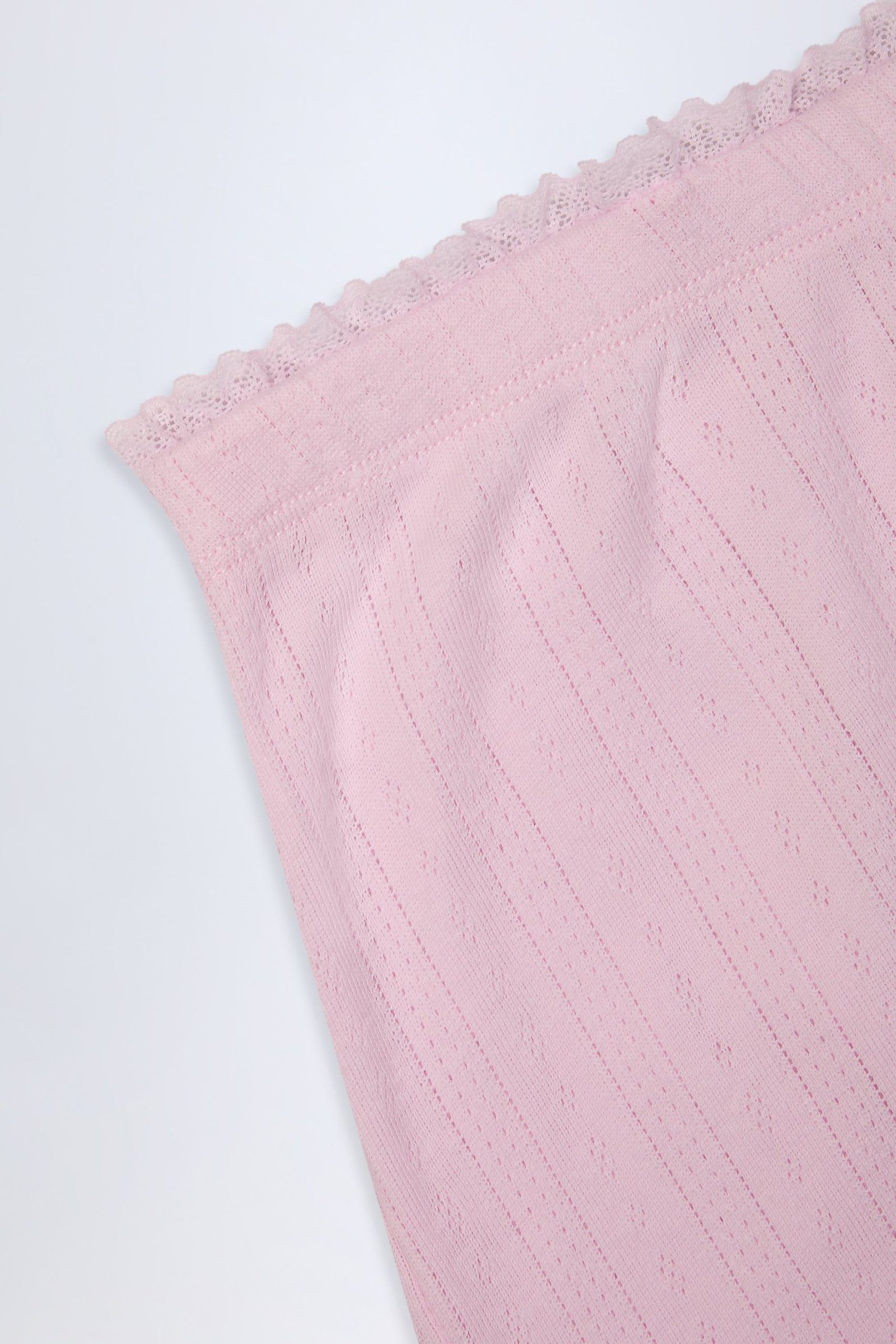 Pointelle Mid-Rise Straight-Leg Trousers in Baby Pink - Image 6