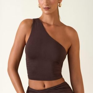 Modal One-Shoulder Top in Chocolate Brown