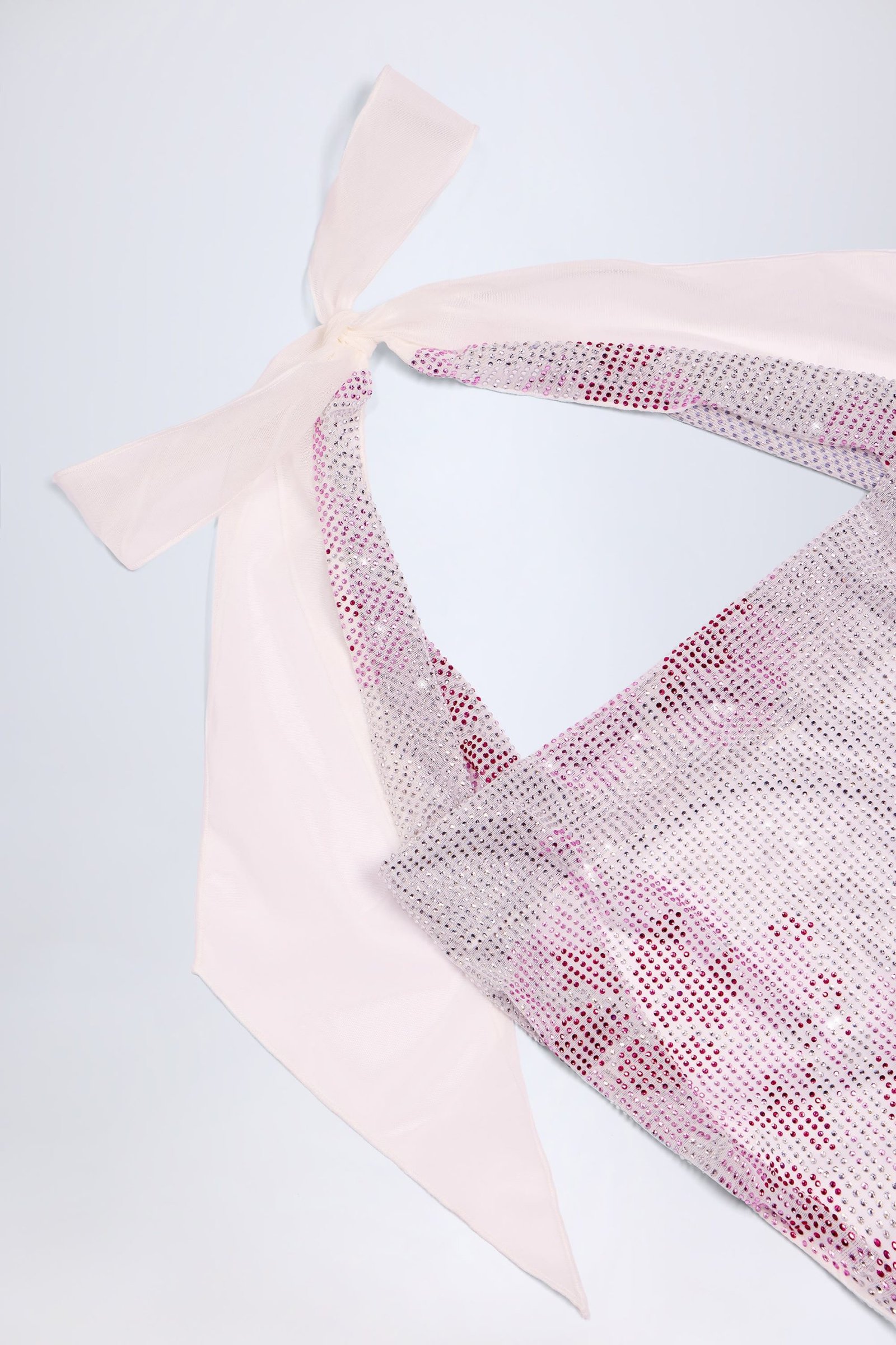 Embellished Cowl-Neck Maxi Dress in Pink White Hotfix - Image 5