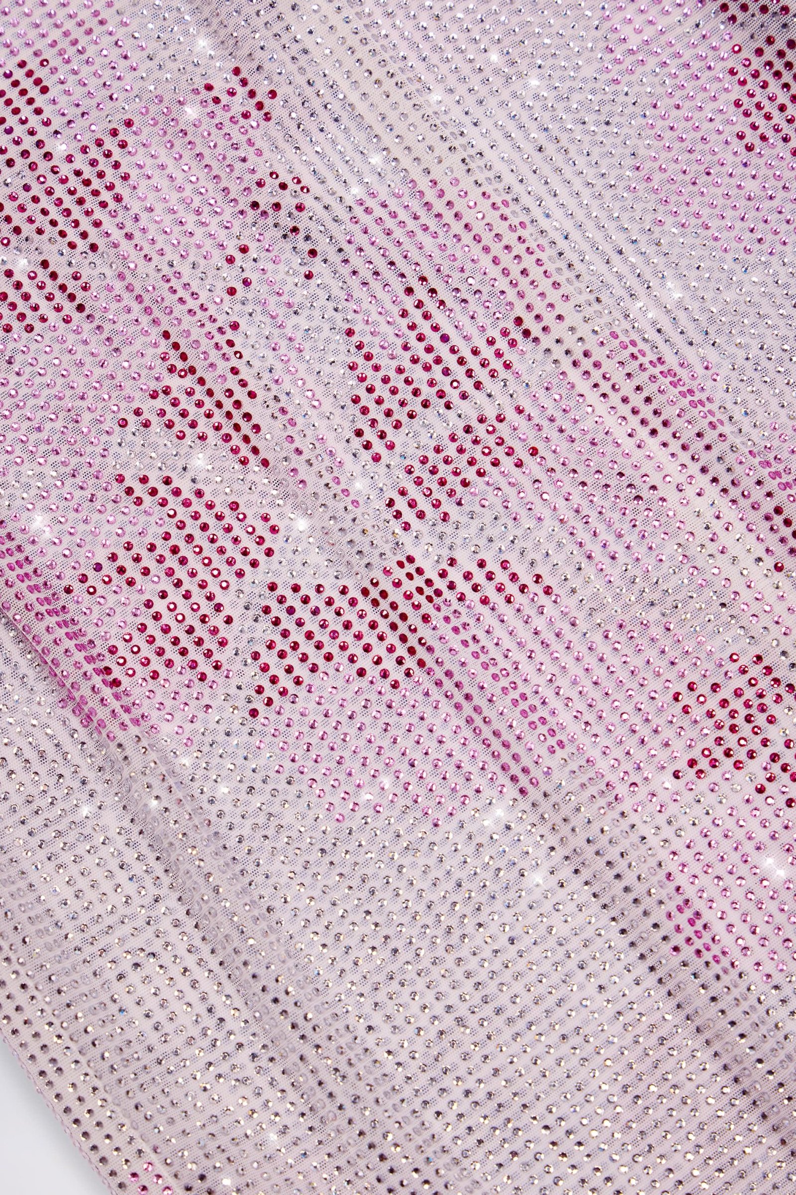 Embellished Cowl-Neck Maxi Dress in Pink White Hotfix - Image 6