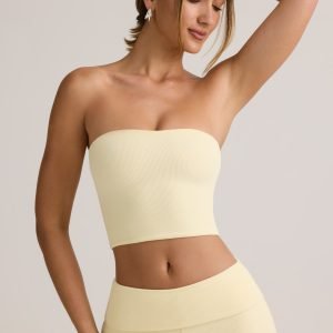 Modal Strapless Crop Top in Buttercream Yellow