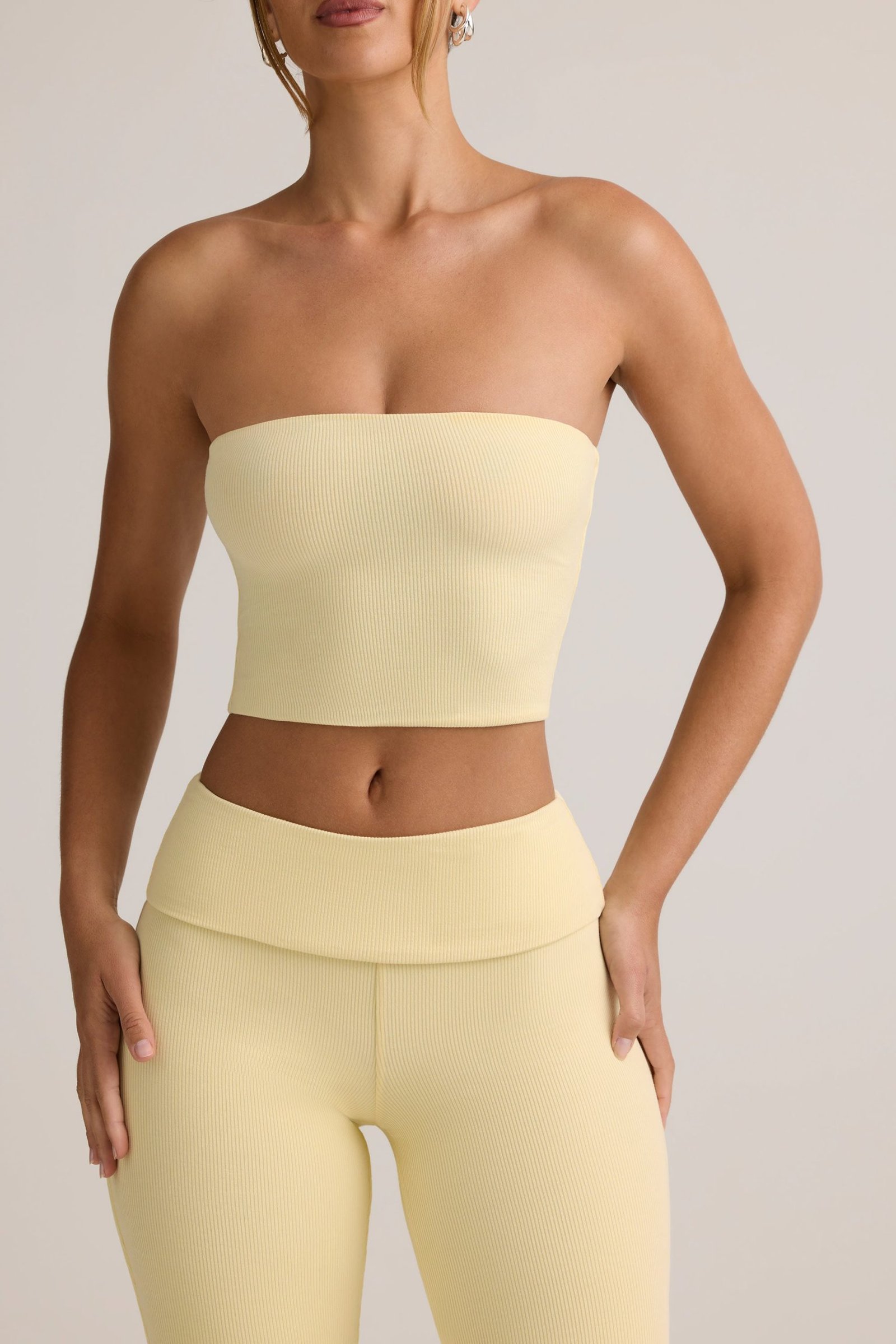 Modal Strapless Crop Top in Buttercream Yellow - Image 2