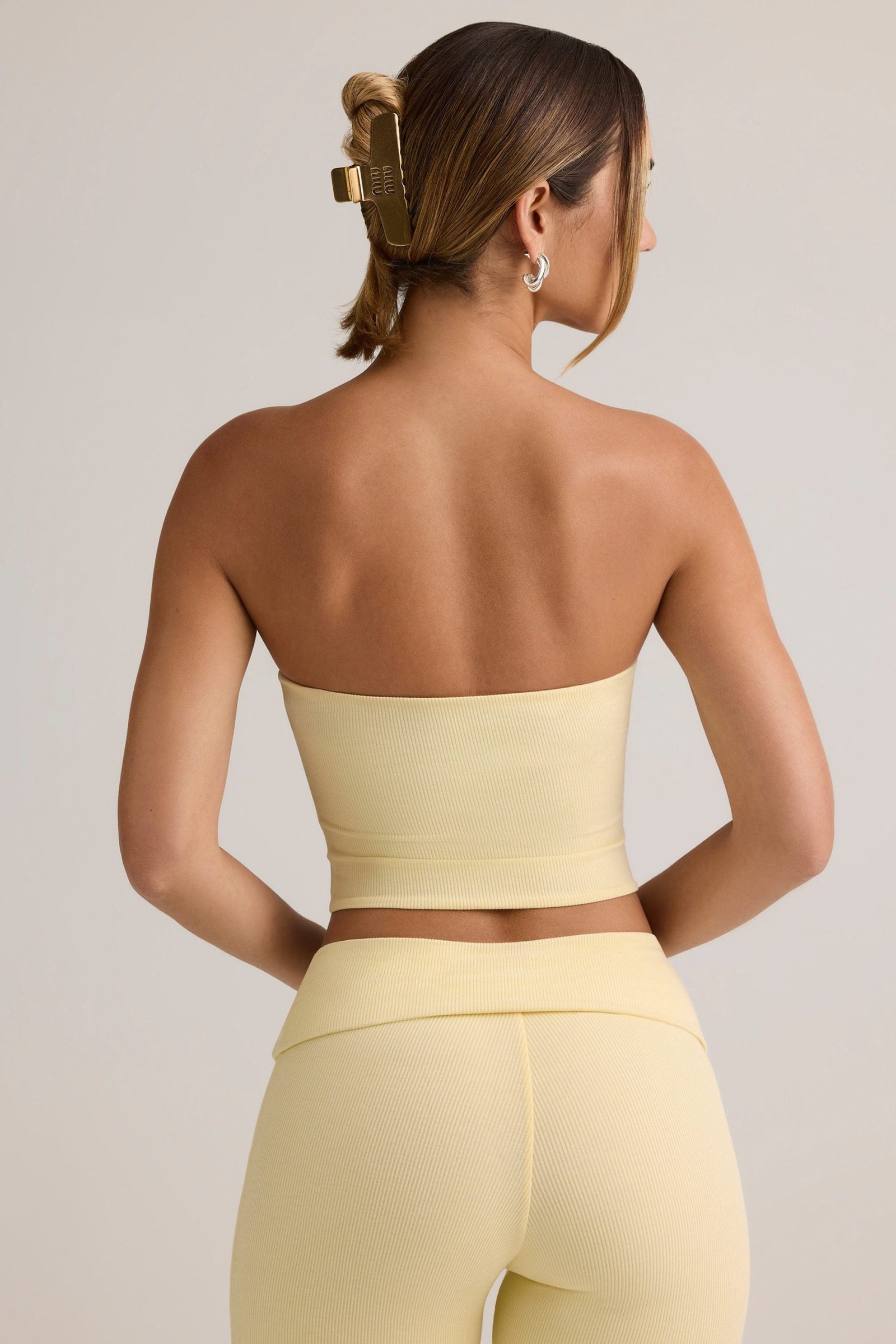 Modal Strapless Crop Top in Buttercream Yellow - Image 3